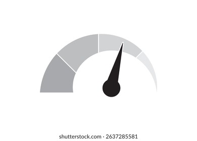 Set of Speedometer icons. Vector scale, level of performance. Speed dial indicator. Green and red, low and high barometers, dashboard with arrows. Normal, Medium and High level indicator.