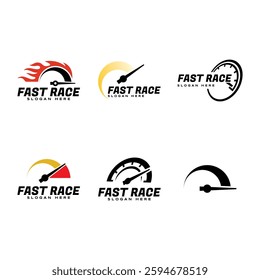 Set of Speedometer logo design vector illustration isolated on white background.