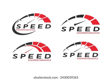 Satz von Geschwindigkeitsmesser Geschwindigkeit Auto Logo Design Vektor-Vorlage