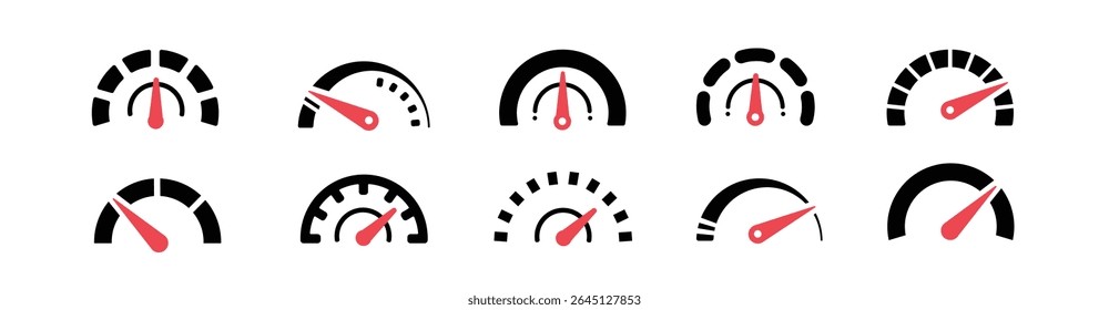set speedometer, tanda indikator takometer. konsep kinerja maksimal.	