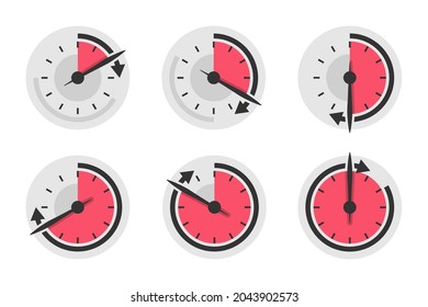 Set of speedometer timer in a flat design. Vector illustration