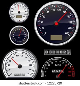 set of speedometer vector