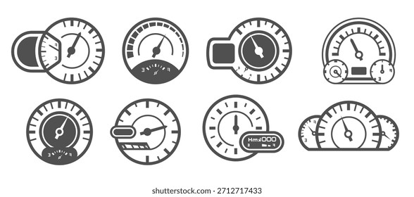 Conjunto de Vectores de velocímetro ilustración