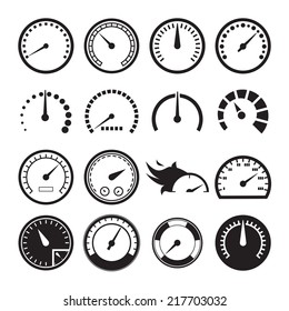 Set of speedometers icons. Vector illustration