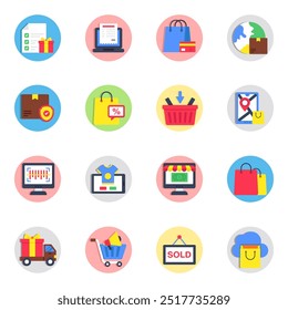 Set of Spending Flat Icons 

