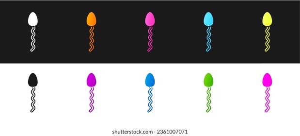 Set Sperm icon isolated on black and white background.  Vector