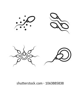Set of sperm icons. Concept 
process of fertilization. Vector illustration.