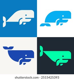 Set of Sperm Whale logo. Icon design. Template elements