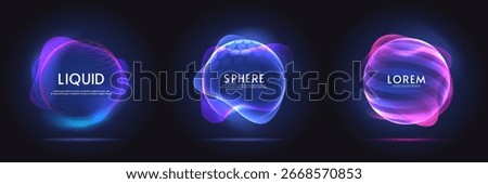 Set of sphere gradient flows seamlessly in liquid. Abstract dome energy protection. Vector illustration.