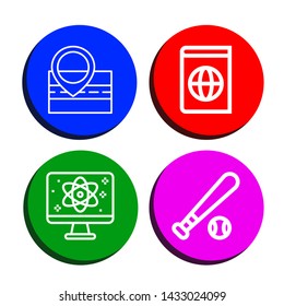 Set of sphere icons such as Map, Atlas, Quantum, Baseball ball , sphere