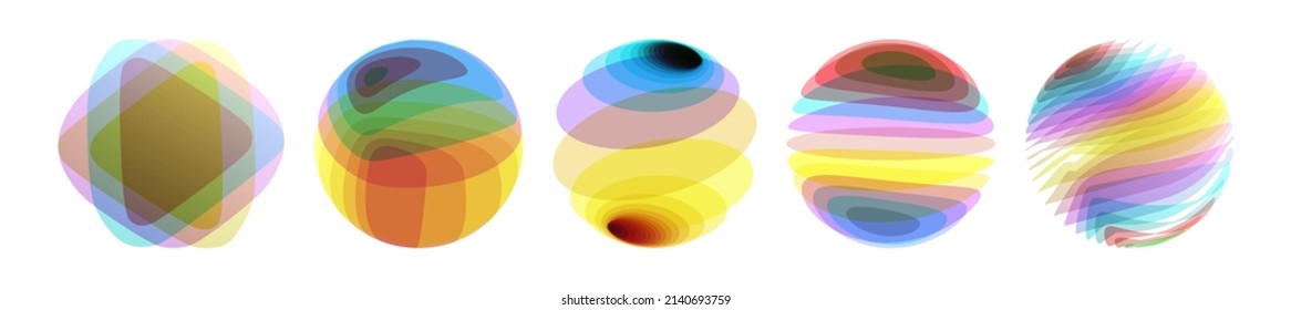 Conjunto de esferas. Diseño geométrico abstracto. Ilustración vectorial de varios elementos superpuestos. Aplicable a banners, carteles, afiches o volantes.
