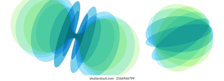 Set of spheres. Abstract geometric design. Vector illustration made of various overlapping elements. Applicable for banners, placards, posters or flyers.