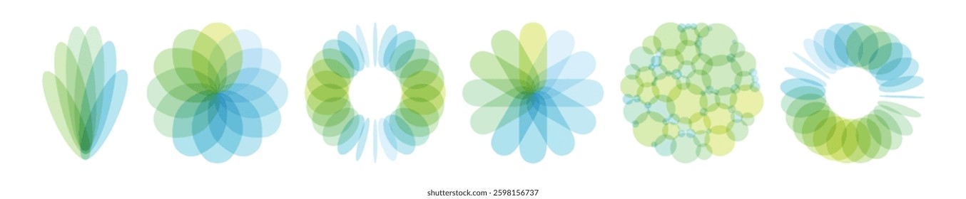 Set of spheres. Abstract geometric design. Vector illustration made of various overlapping elements. Applicable for banners, placards, posters or flyers.