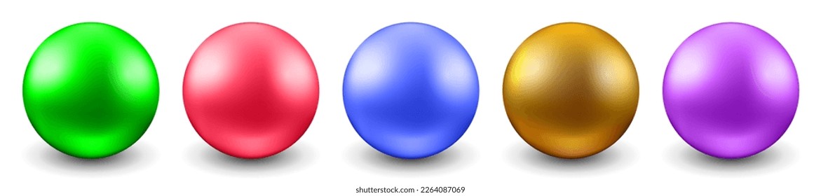 Set spheres in different colors, 3D crystal magic sphere  with shadows,  3d ball bubble isolated – stock vector