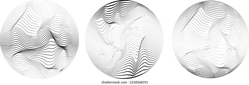 Set of spheres . Lines constructed transparent sphere .Vector  .Technology sphere Logo . Design element for posters, social media, templates, flyers, brochures . Abstract trendy transparent circles .