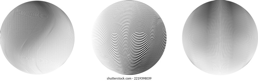 Set of spheres . Lines constructed transparent sphere .Vector  .Technology sphere Logo . Design element for posters, social media, templates, flyers, brochures . Abstract trendy transparent circles .