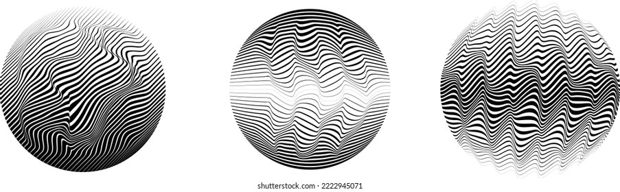 Set of spheres . Lines constructed transparent sphere .Vector  .Technology sphere Logo . Design element for posters, social media, templates, flyers, brochures . Abstract trendy transparent circles .