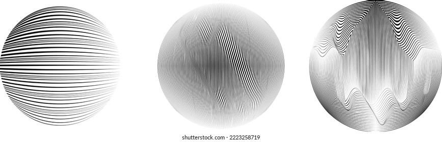 Conjunto de esferas. Líneas de esfera transparente construida .Vector .Logo de esfera tecnológica . Elemento de diseño para afiches, medios sociales, plantillas, volantes, folletos. Resumen de círculos transparentes de moda.