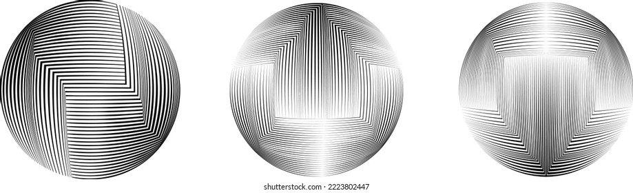 Set of spheres . Lines constructed transparent sphere .Vector  .Technology sphere Logo . Design element for posters, social media, templates, flyers, brochures . Abstract trendy transparent circles .