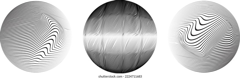 Set of spheres . Lines constructed transparent sphere .Vector  .Technology sphere Logo . Design element for posters, social media, templates, flyers, brochures . Abstract trendy transparent circles .