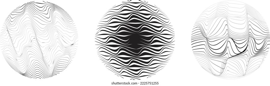 Set of spheres . Lines constructed transparent sphere .Vector  .Technology sphere Logo . Design element for posters, social media, templates, flyers, brochures . Abstract trendy transparent circles .