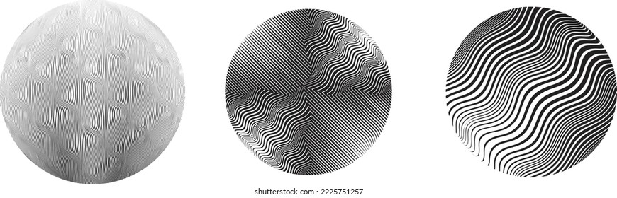 Set of spheres . Lines constructed transparent sphere .Vector  .Technology sphere Logo . Design element for posters, social media, templates, flyers, brochures . Abstract trendy transparent circles .
