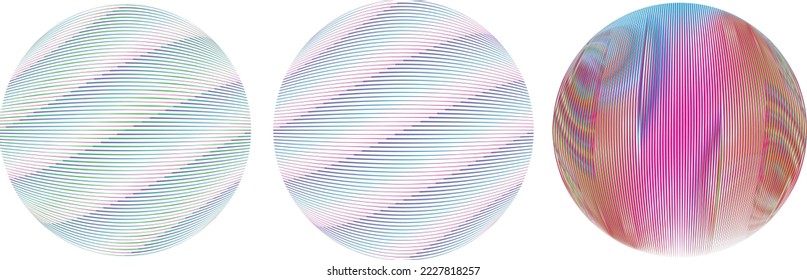 Set of spheres . Lines constructed transparent sphere .Vector  .Technology sphere Logo . Design element for posters, social media, templates, flyers, brochures . Abstract trendy transparent circles .