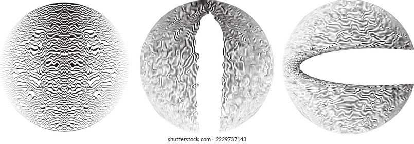 Set of spheres . Lines constructed transparent sphere .Vector  .Technology sphere Logo . Design element for posters, social media, templates, flyers, brochures . Abstract trendy transparent circles