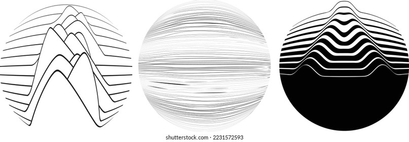 Set of spheres . Lines constructed transparent sphere .Vector  .Technology sphere Logo . Design element for posters, social media, templates, flyers, brochures . Abstract trendy transparent circles