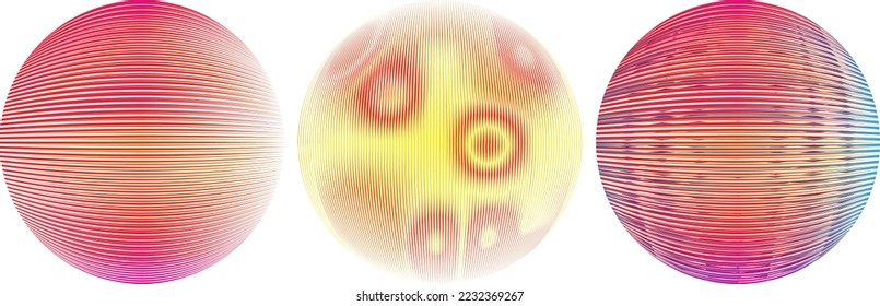 Set of spheres . Lines constructed transparent sphere .Vector  .Technology sphere Logo . Design element for posters, social media, templates, flyers, brochures . Abstract trendy transparent circles