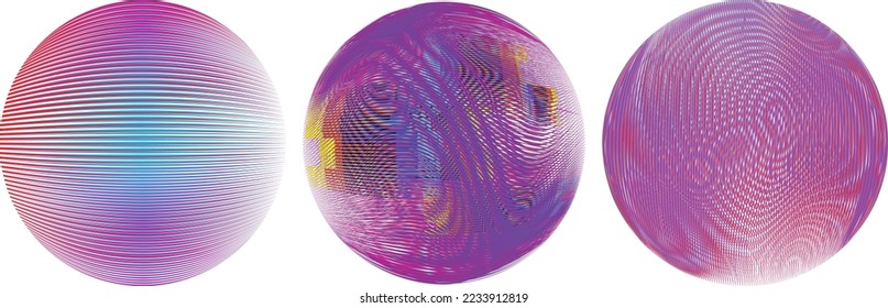 Set of spheres . Lines constructed transparent sphere .Vector  .Technology sphere Logo . Design element for posters, social media, templates, flyers, brochures . Abstract trendy transparent circles
