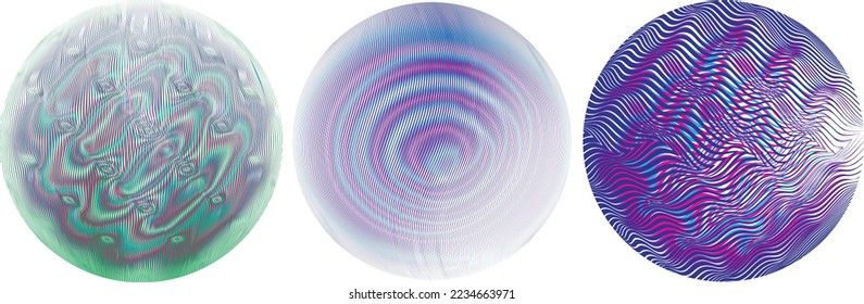 Conjunto de esferas. Líneas de esfera transparente construida .Vector .Logo de esfera tecnológica . Elemento de diseño para afiches, medios sociales, plantillas, volantes, folletos. Resumen de círculos transparentes a la moda