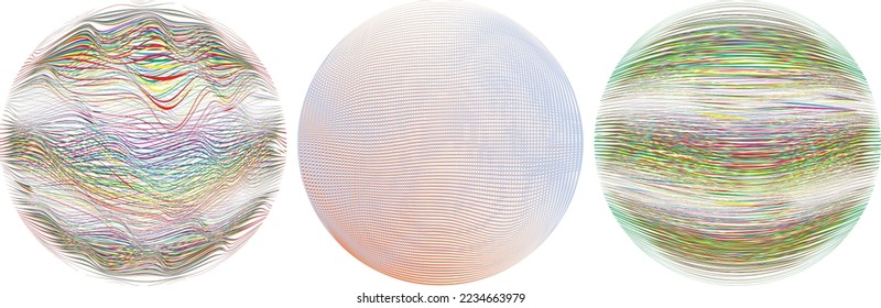 Set of spheres . Lines constructed transparent sphere .Vector  .Technology sphere Logo . Design element for posters, social media, templates, flyers, brochures . Abstract trendy transparent circles