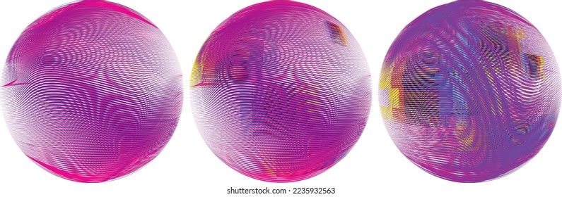 Set of spheres . Lines constructed transparent sphere .Vector  .Technology sphere Logo . Design element for posters, social media, templates, flyers, brochures . Abstract trendy transparent circles
