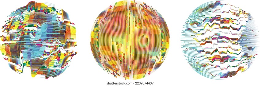 Set of spheres . Lines constructed transparent sphere .Vector  .Technology sphere Logo . Design element for posters, social media, templates, flyers, brochures . Abstract trendy transparent circles