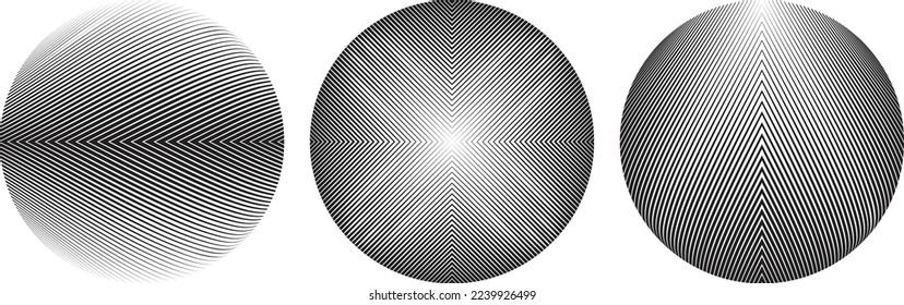 Set of spheres . Lines constructed transparent sphere .Vector .Technology sphere Logo . Design element for posters, social media, templates, flyers, brochures . Abstract trendy transparent circles