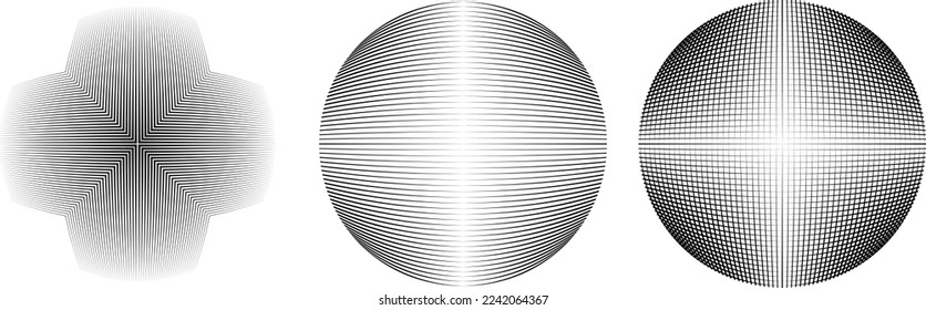 Conjunto de esferas. Líneas de esfera transparente construida .Vector .Logo de esfera tecnológica . Elemento de diseño para afiches, medios sociales, plantillas, volantes, folletos. Resumen de círculos transparentes a la moda