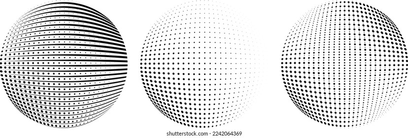 Set of spheres . Lines constructed transparent sphere .Vector  .Technology sphere Logo . Design element for posters, social media, templates, flyers, brochures . Abstract trendy transparent circles