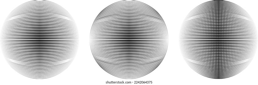 Set of spheres . Lines constructed transparent sphere .Vector  .Technology sphere Logo . Design element for posters, social media, templates, flyers, brochures . Abstract trendy transparent circles