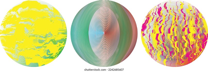 Set of spheres . Lines constructed transparent sphere .Vector  .Technology sphere Logo . Design element for posters, social media, templates, flyers, brochures . Abstract trendy transparent circles