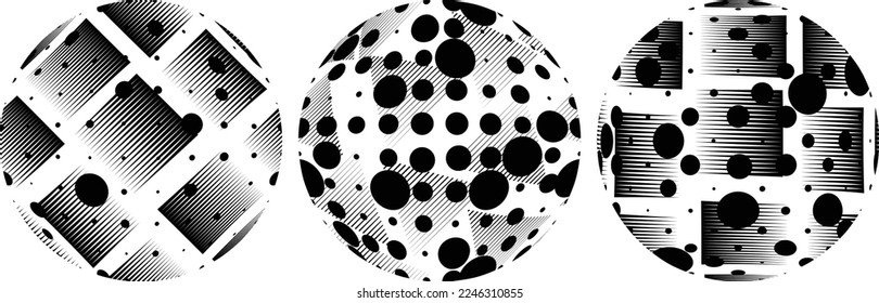 Set of spheres . Lines constructed transparent sphere .Vector  .Technology sphere Logo . Design element for posters, social media, templates, flyers, brochures . Abstract trendy transparent circles