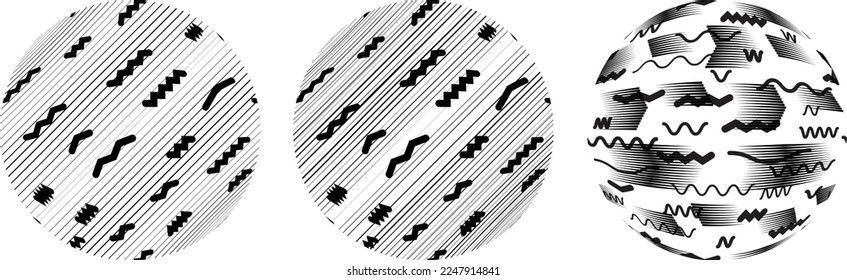 Set of spheres . Lines constructed transparent sphere .Vector  .Technology sphere Logo . Design element for posters, social media, templates, flyers, brochures . Abstract trendy transparent circles