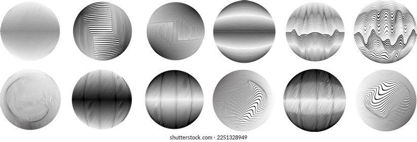 Conjunto de esferas. Líneas de esfera transparente construida .Vector .Logo de esfera tecnológica . Elemento de diseño para afiches, medios sociales, plantillas, volantes, folletos. Resumen de círculos transparentes a la moda