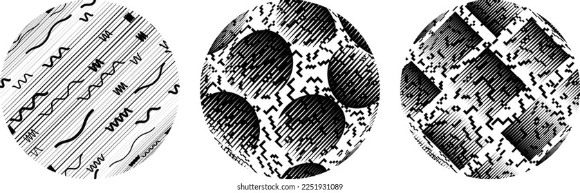 Set of spheres . Lines constructed transparent sphere .Vector  .Technology sphere Logo . Design element for posters, social media, templates, flyers, brochures . Abstract trendy transparent circles
