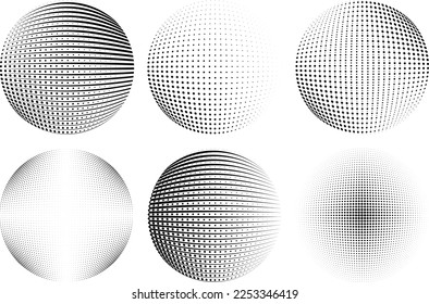 Set of spheres . Lines constructed transparent sphere .Vector  .Technology sphere Logo . Design element for posters, social media, templates, flyers, brochures . Abstract trendy transparent circles