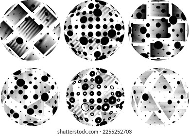 Set of spheres . Lines constructed transparent sphere .Vector  .Technology sphere Logo . Design element for posters, social media, templates, flyers, brochures . Abstract trendy transparent circles