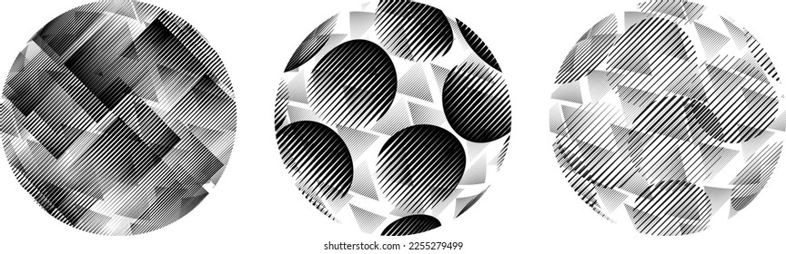 Set of spheres . Lines constructed transparent sphere .Vector  .Technology sphere Logo . Design element for posters, social media, templates, flyers, brochures . Abstract trendy transparent circles