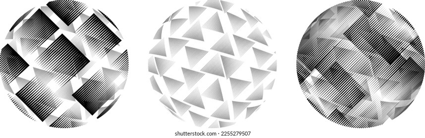 Set of spheres . Lines constructed transparent sphere .Vector  .Technology sphere Logo . Design element for posters, social media, templates, flyers, brochures . Abstract trendy transparent circles