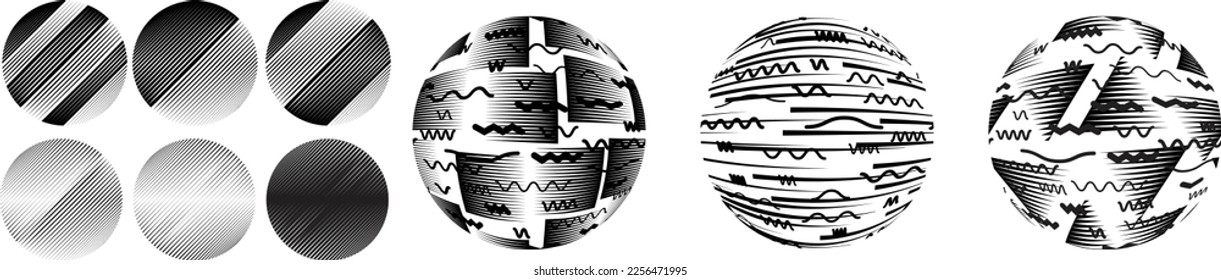 Set of spheres . Lines constructed transparent sphere .Vector  .Technology sphere Logo . Design element for posters, social media, templates, flyers, brochures . Abstract trendy transparent circles