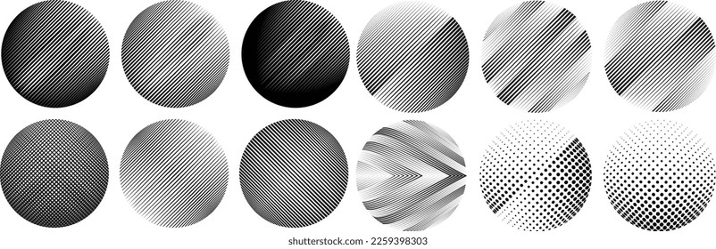 Set of spheres . Lines constructed transparent sphere .Vector  .Technology sphere Logo . Design element for posters, social media, templates, flyers, brochures . Abstract trendy transparent circles